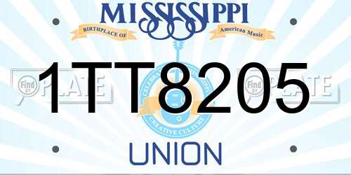1TT8205 Mississippi License Plate