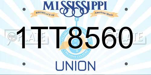 1TT8560 Mississippi License Plate