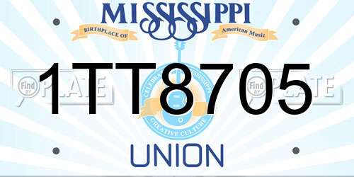 1TT8705 Mississippi License Plate