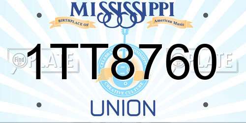 1TT8760 Mississippi License Plate