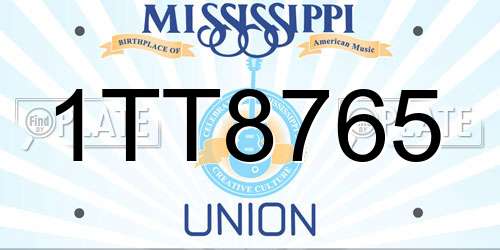 1TT8765 Mississippi License Plate