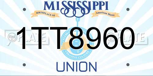 1TT8960 Mississippi License Plate