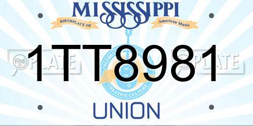1TT8981 Mississippi License Plate