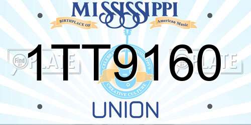 1TT9160 Mississippi License Plate