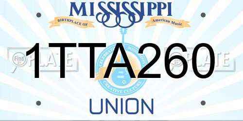 1TTA260 Mississippi License Plate