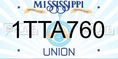 1TTA760 Mississippi License Plate
