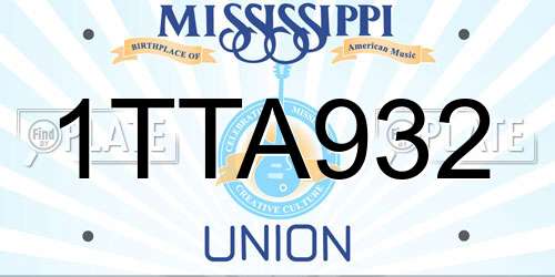 1TTA932 Mississippi License Plate