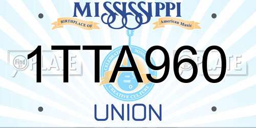 1TTA960 Mississippi License Plate