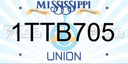 1TTB705 Mississippi License Plate