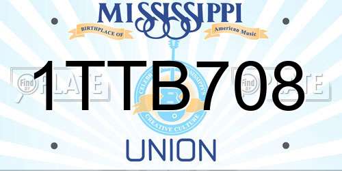 1TTB708 Mississippi License Plate