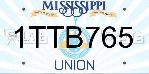 1TTB765 Mississippi License Plate