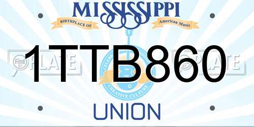1TTB860 Mississippi License Plate