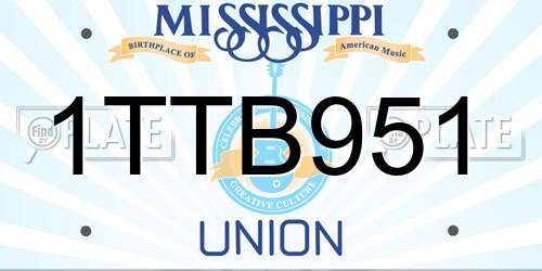 1TTB951 Mississippi License Plate