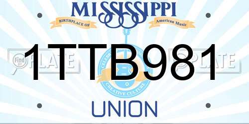 1TTB981 Mississippi License Plate