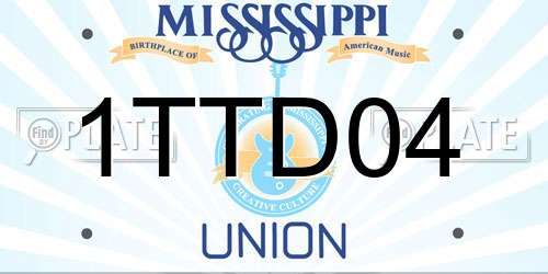 1TTD04 Mississippi License Plate