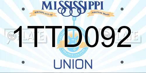 1TTD092 Mississippi License Plate