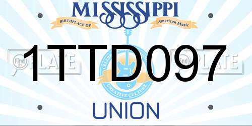 1TTD097 Mississippi License Plate