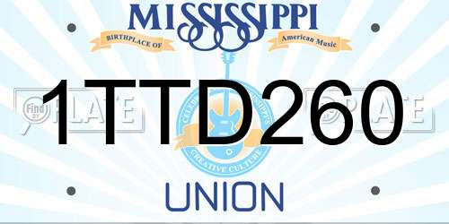 1TTD260 Mississippi License Plate