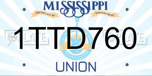 1TTD760 Mississippi License Plate