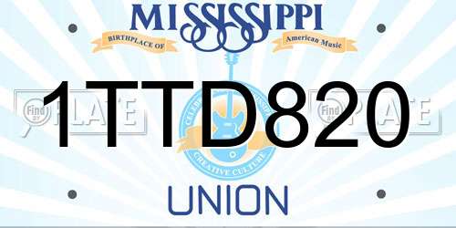 1TTD820 Mississippi License Plate