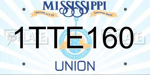 1TTE160 Mississippi License Plate