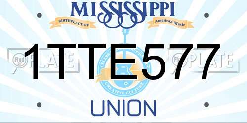 1TTE577 Mississippi License Plate