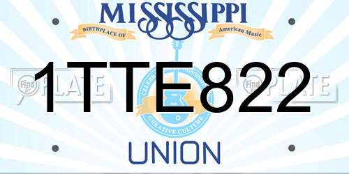 1TTE822 Mississippi License Plate