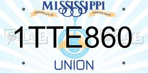 1TTE860 Mississippi License Plate