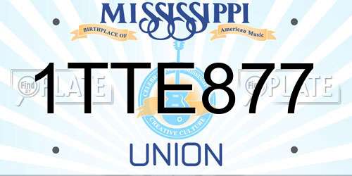 1TTE877 Mississippi License Plate