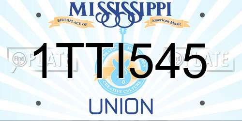 1TTI545 Mississippi License Plate