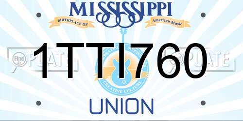 1TTI760 Mississippi License Plate