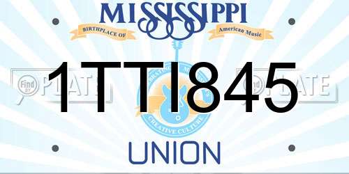 1TTI845 Mississippi License Plate