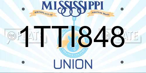1TTI848 Mississippi License Plate