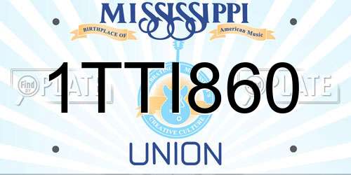 1TTI860 Mississippi License Plate