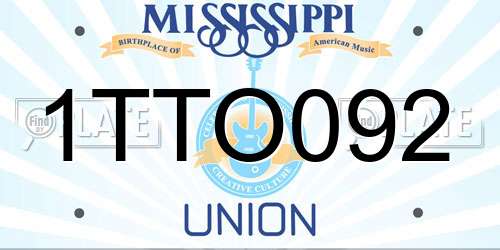 1TTO092 Mississippi License Plate
