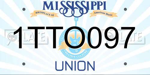 1TTO097 Mississippi License Plate