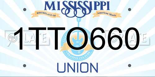 1TTO660 Mississippi License Plate