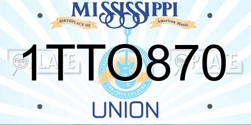 1TTO870 Mississippi License Plate