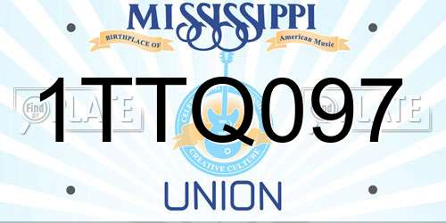 1TTQ097 Mississippi License Plate