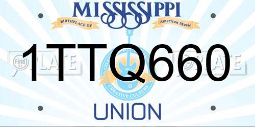 1TTQ660 Mississippi License Plate