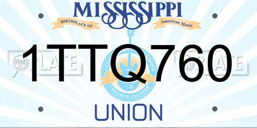 1TTQ760 Mississippi License Plate