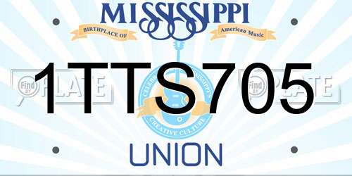 1TTS705 Mississippi License Plate
