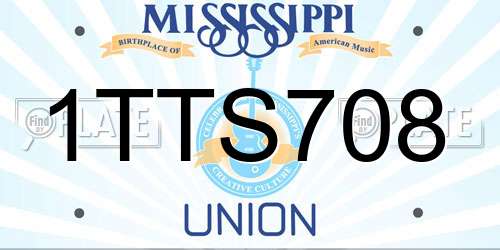 1TTS708 Mississippi License Plate