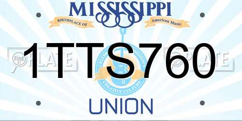1TTS760 Mississippi License Plate