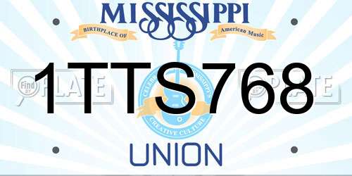1TTS768 Mississippi License Plate