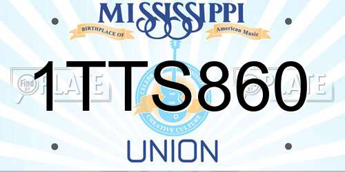 1TTS860 Mississippi License Plate