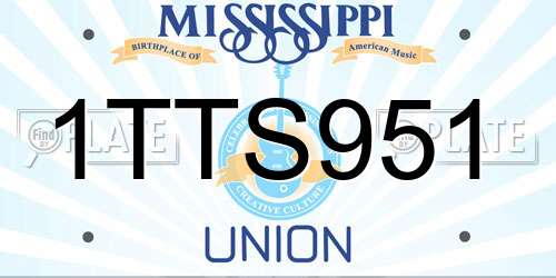 1TTS951 Mississippi License Plate