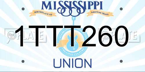 1TTT260 Mississippi License Plate