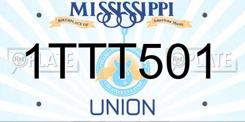 1TTT501 Mississippi License Plate