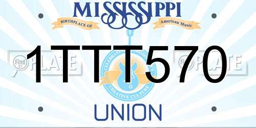 1TTT570 Mississippi License Plate